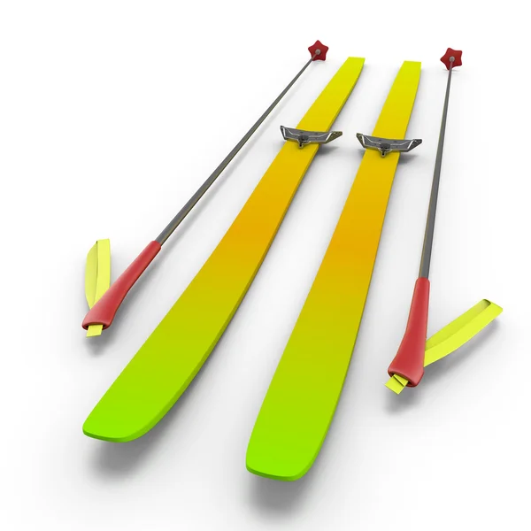 Colorful skis and sticks close-up — Stock Photo, Image