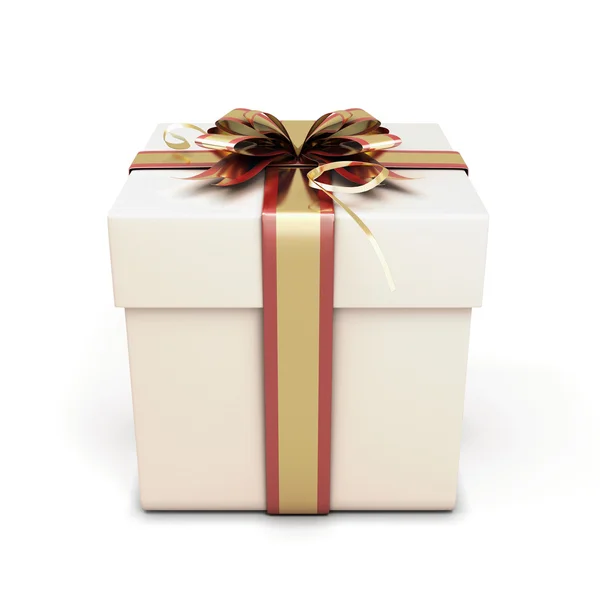 Gift box with festive bow — Stock Photo, Image