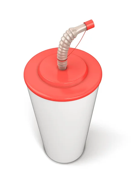 Copa de plástico con una paja — Foto de Stock