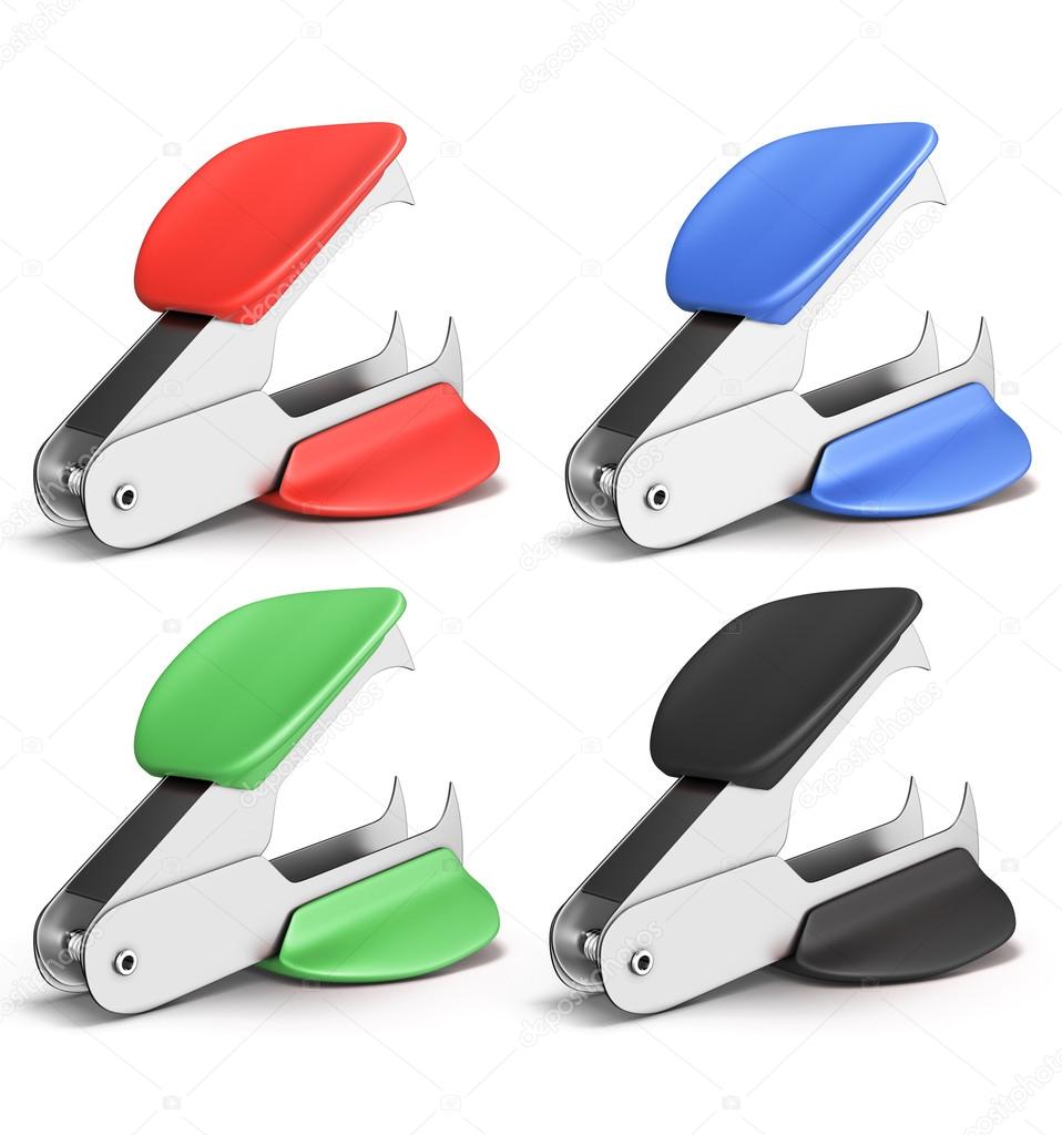 Set of staple remover different colors
