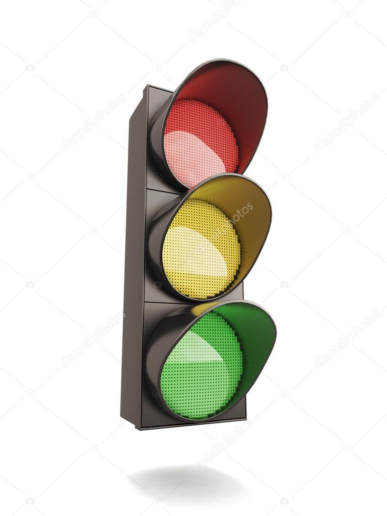 Traffic light on white