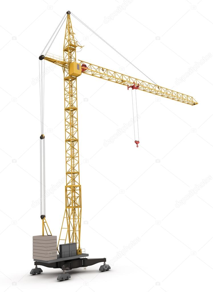 Construction crane isolated on white