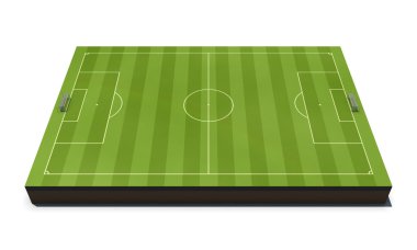 Düzen futbol sahası üzerinde beyaz izole