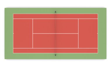 3D çizim Tenis Kortu Önden Görünüm
