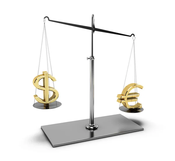 Balance with euro and dollar — Stock Photo, Image