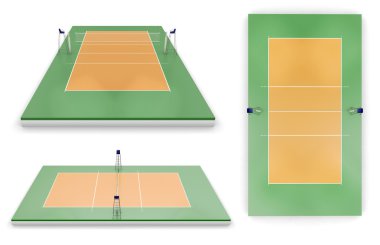 Farklı görünümü ile voleybol alanları kümesi
