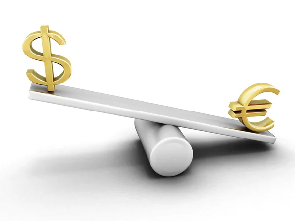 Euro and dollar on a swing — Stock Photo, Image