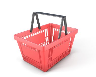 Boş kırmızı plastik alışveriş sepeti kırpma yolu