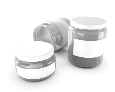 Beyaz arka plan üzerinde izole irili ufaklı Cam Kavanoz