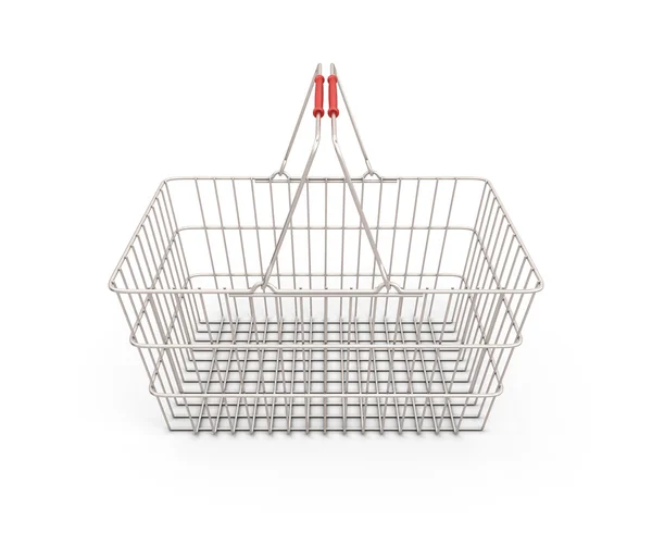 Empty metal basket on white background — Stock Photo, Image