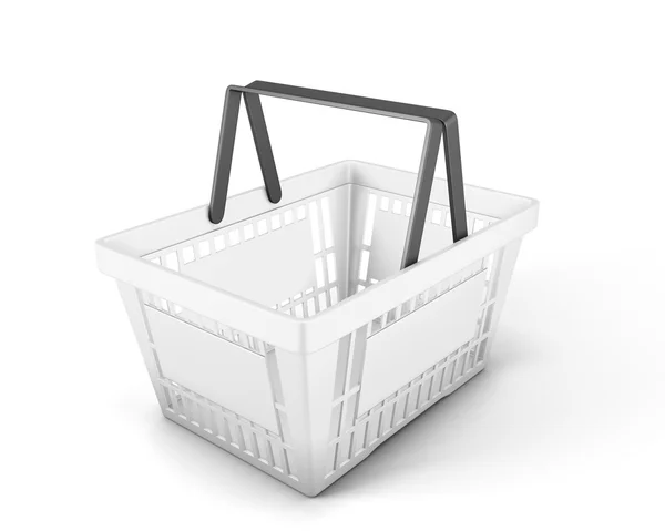 Lege witte plastic shopping basket vijand voedsel — Stockfoto