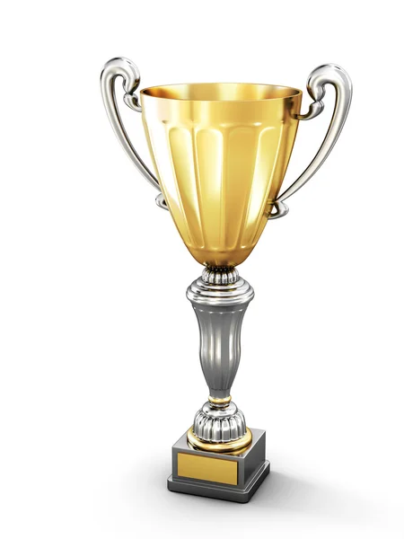 Golden trophy cup on a white — Stock Photo, Image