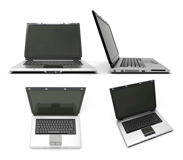 Verschiedene Ansichten des offenen Laptops — Stockfoto