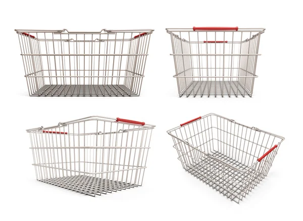 Conjunto de cesta supermercado de compras — Fotografia de Stock