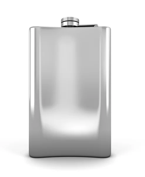 Stainless hip flask isolated on a white background — Stock Photo, Image