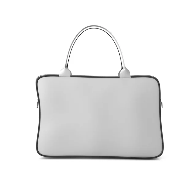 White bag with zipper front view — Stock Photo, Image