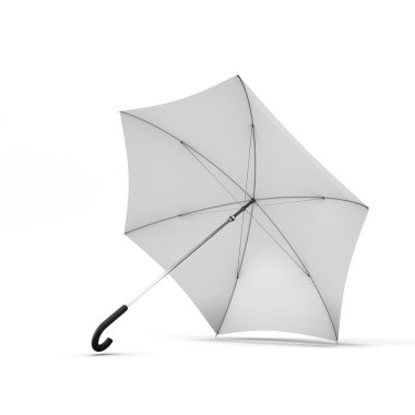 Open white umbrella isolated on a white background clipart