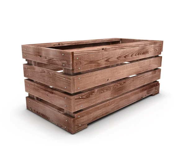 Wooden box isolated on white background Stock Photo