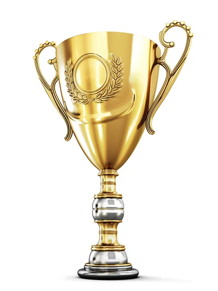 Golden trophy cup on a white — Stock Photo, Image