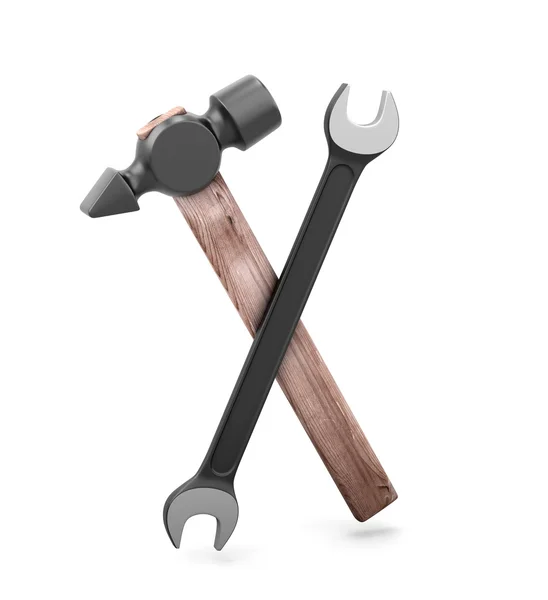 Tools wrench and hammer — Stock Photo, Image