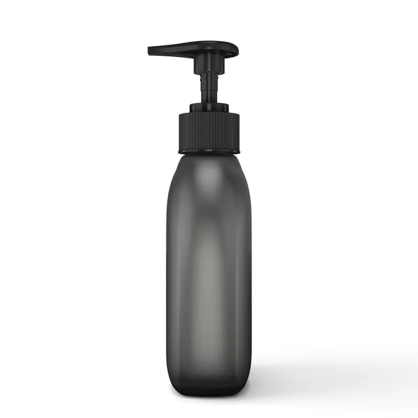 Black bottle for soap front view — Stock Photo, Image