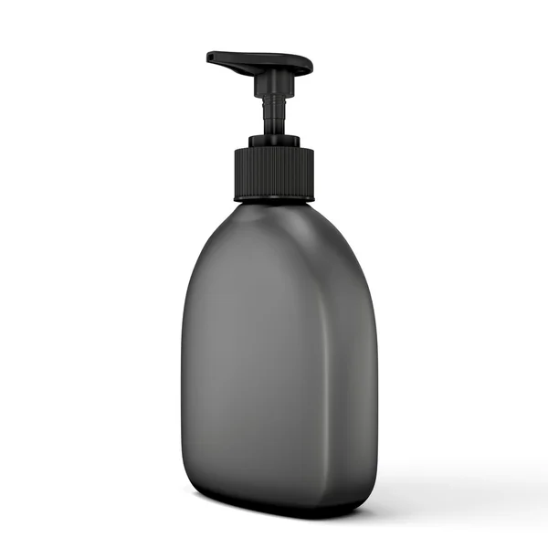 Black bottle for soap on a white — Stock Photo, Image