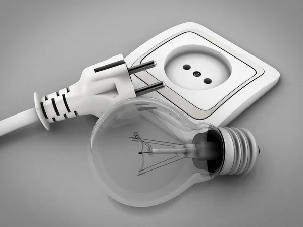 Ampul elektrik prizine ve bir elektrik prizinden karşı