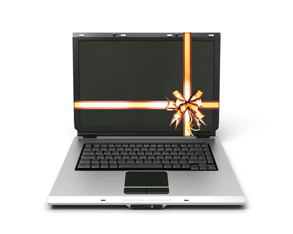 Gift laptop på den vita bakgrunden — Stockfoto