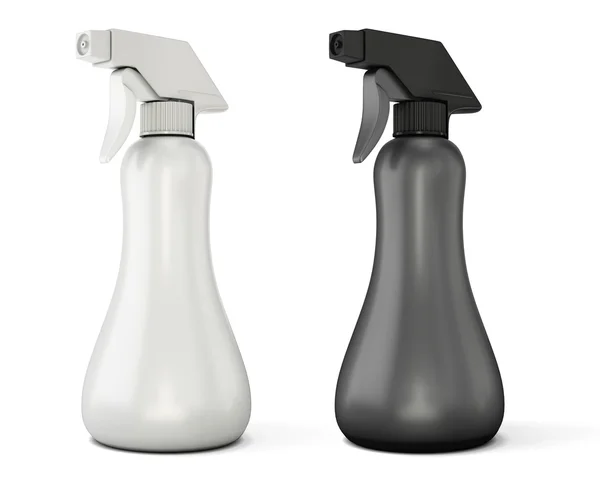 Modello bianco e nero spray bottiglia mockup per il vostro design — Foto Stock