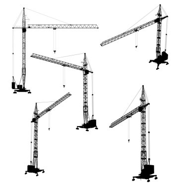Siluetleri inşaat vincin kümesi