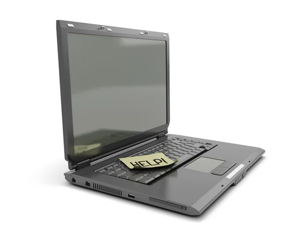 Der Laptop mit einem Aufkleber — Stockfoto