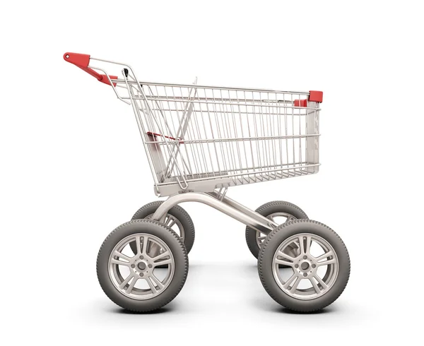 Trolley with wheels from the car on a white — Stock Photo, Image