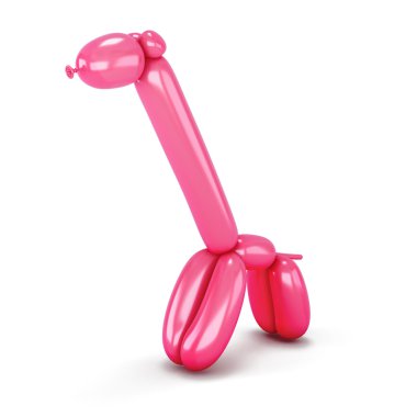 Beyaz üzerine kırmızı balon hayvan zürafa