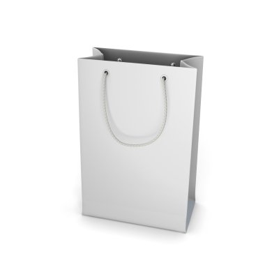 Beyaz alışveriş çantası üzerinde beyaz izole