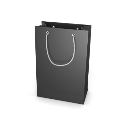 Siyah alışveriş çantası üzerinde beyaz izole