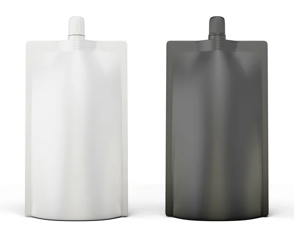 Pacote de modelo preto e branco Doypack vista frontal — Fotografia de Stock