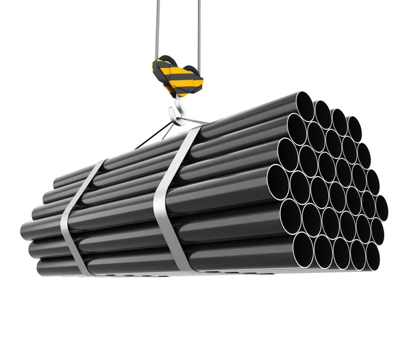 Grúa gancho de elevación de tubos de acero — Foto de Stock