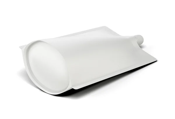 Liegende weiße Vorlage Paket Doypack für Ihr Design — Stockfoto