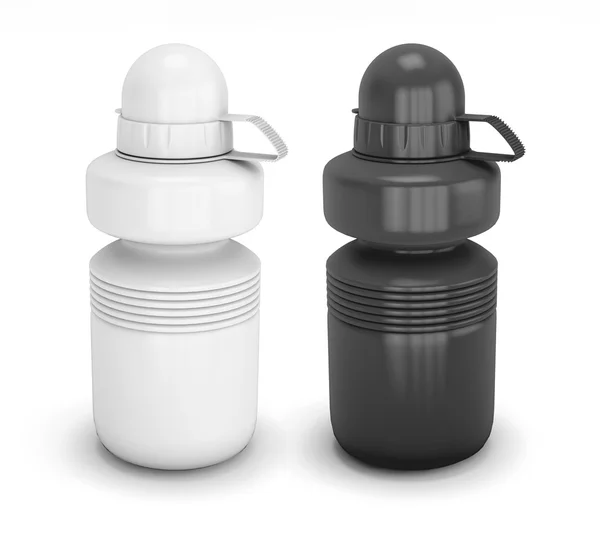 Template black and white collapsible sport water bottle — Stock Photo, Image