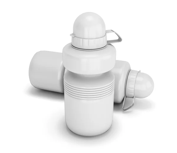 Due bottiglia d'acqua bianca pieghevole sport close-up — Foto Stock