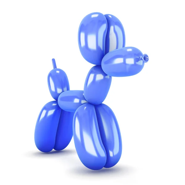在白色背景上的蓝狗气球 — 图库照片
