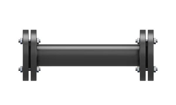 Direct connection portion of the black pipe — Stock Photo, Image