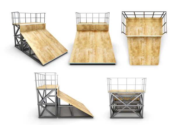 Elementet skateboardpark halv-ramp med olika vinklar — Stockfoto