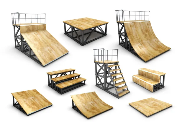 Zestaw elementów skateparku — Zdjęcie stockowe