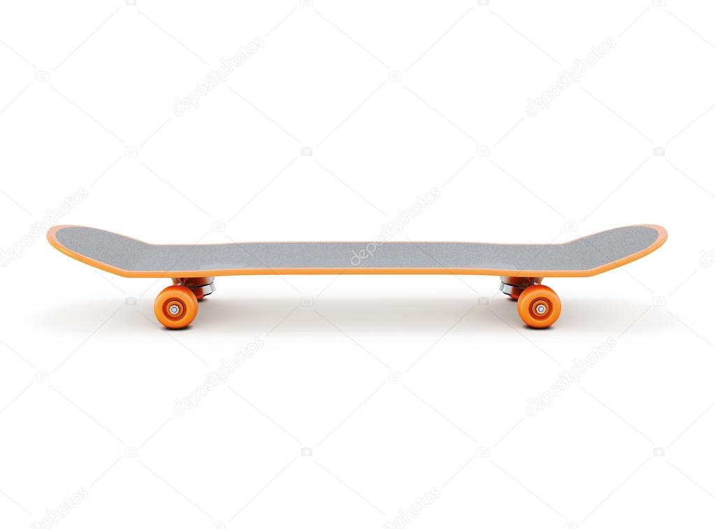 Skateboard on a white
