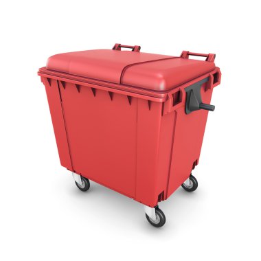 Red trash can on wheels clipart