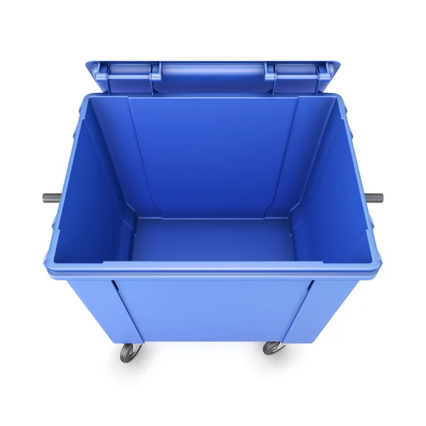 Opened trash can on wheels — Stockfoto