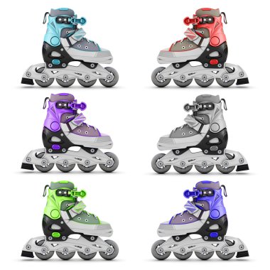 Set of roller skates different color clipart
