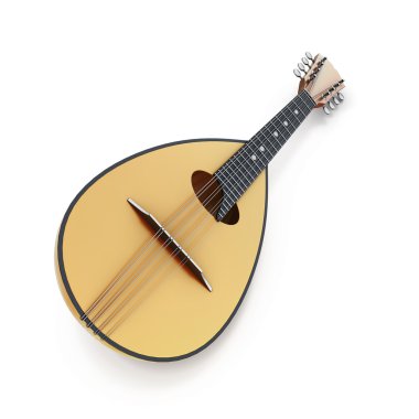Mandolin close-up on a white