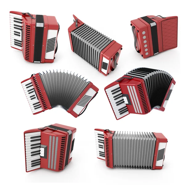 Set of accordion with different angles — Zdjęcie stockowe